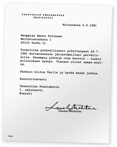 Kirje presidentin adjutantilta